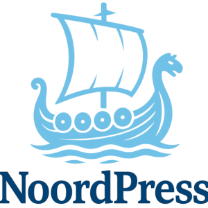 logo NoordPress wp websites vikingschip met golven blauw