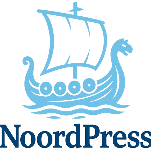 logo NoordPress wp websites vikingschip met golven blauw